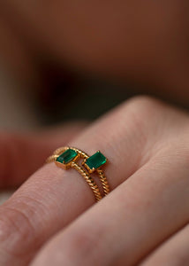 Alaia ring mit grünem Achat - vergoldet