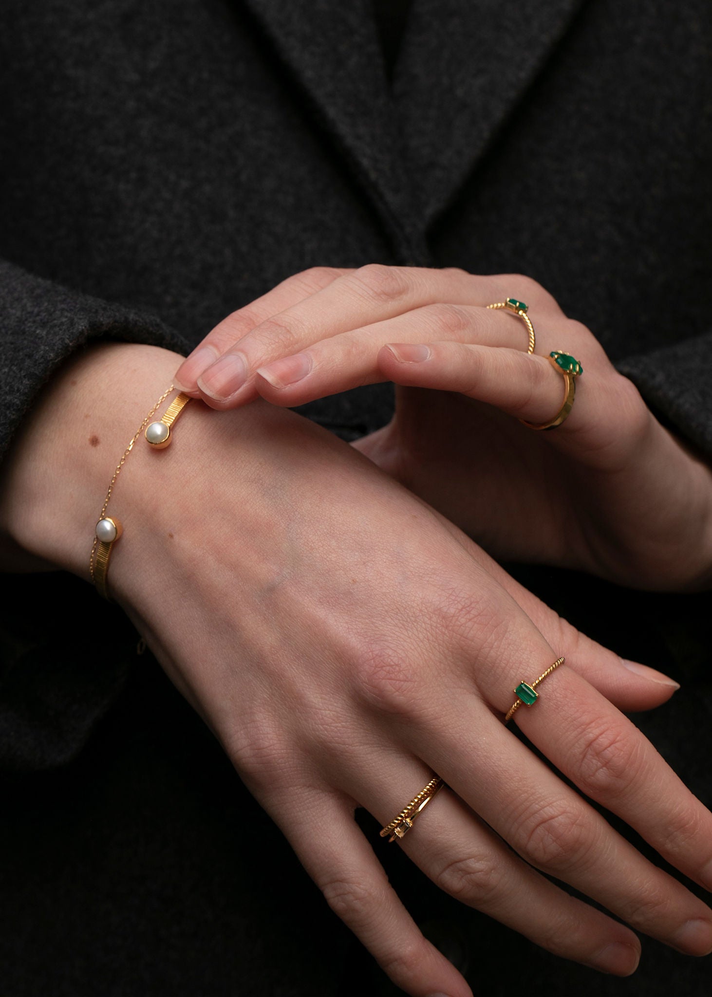 Alaia ring mit grünem Achat - vergoldet