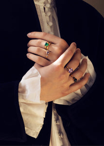 Twillight ring mit Amethyst - vergoldet