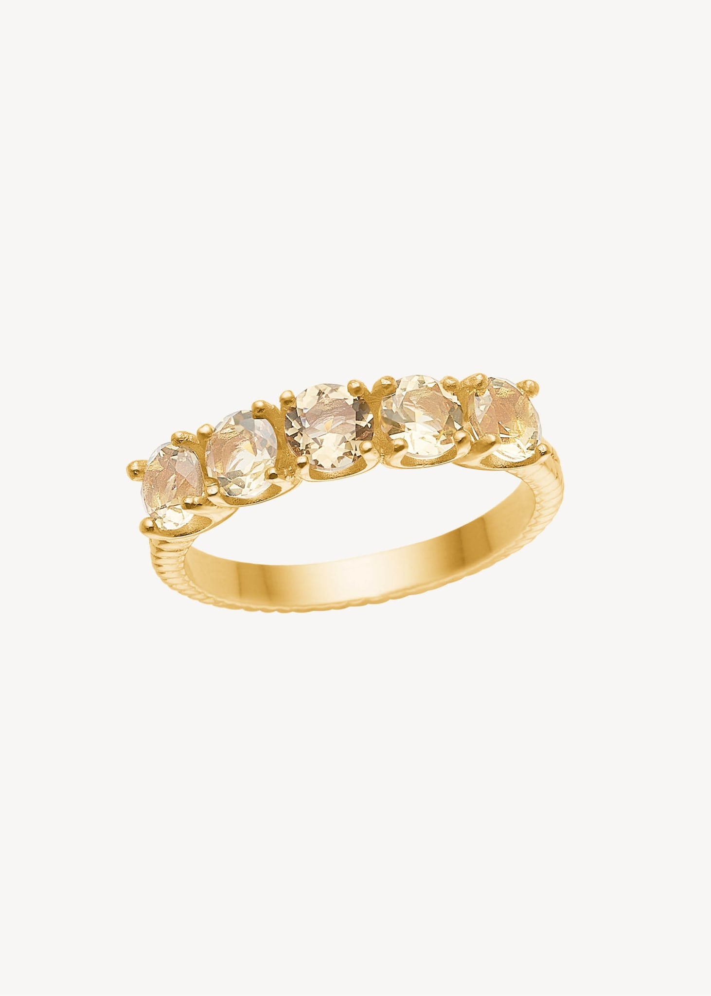 Alliance ring i guldbelagt sterling sølv med klare, champagne kvarts ædelsten til ham og hende, perfekt gave til hende og smykket til festen 