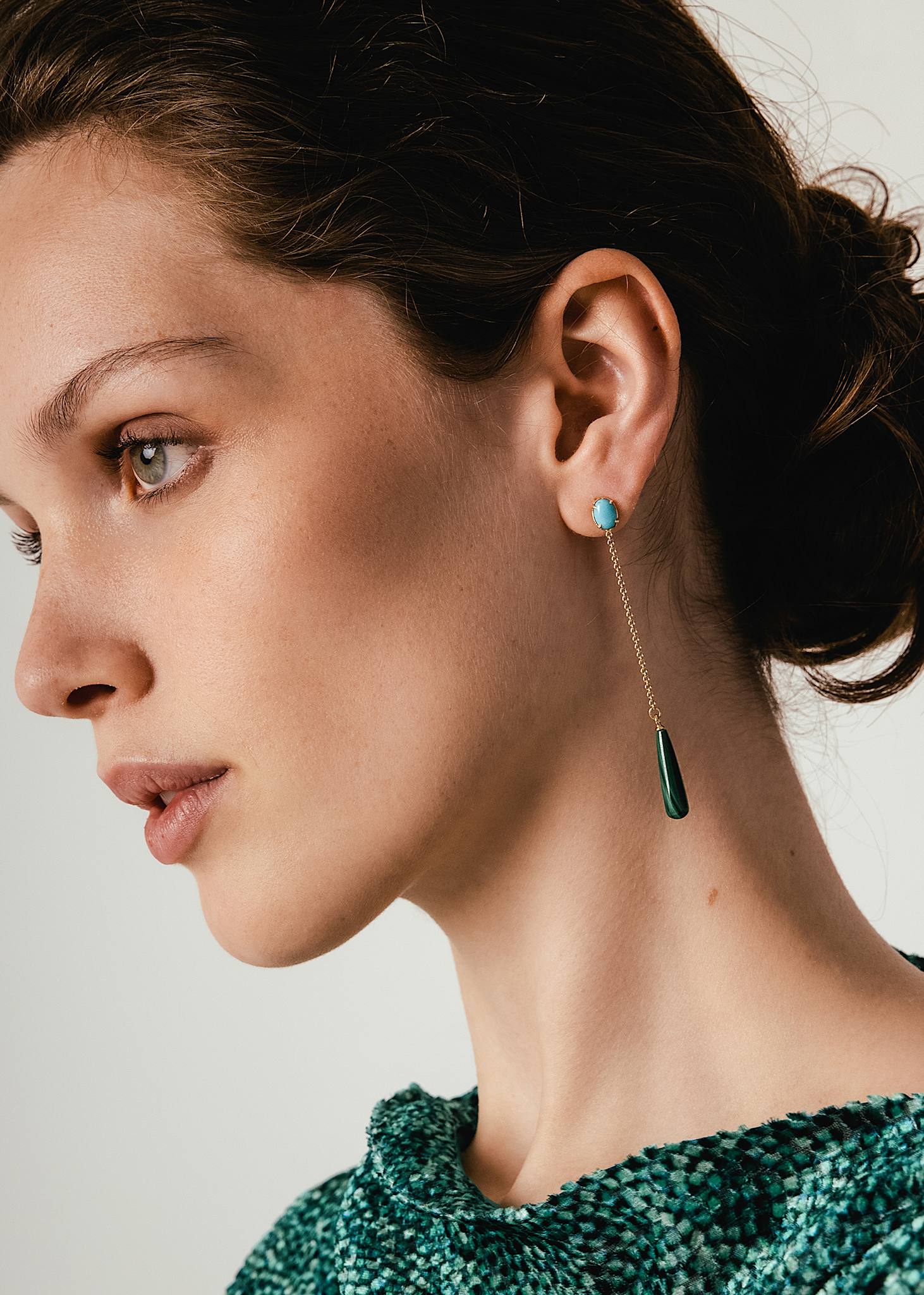 Valle Ohrstecker mit Türkis und Malachit - vergoldet