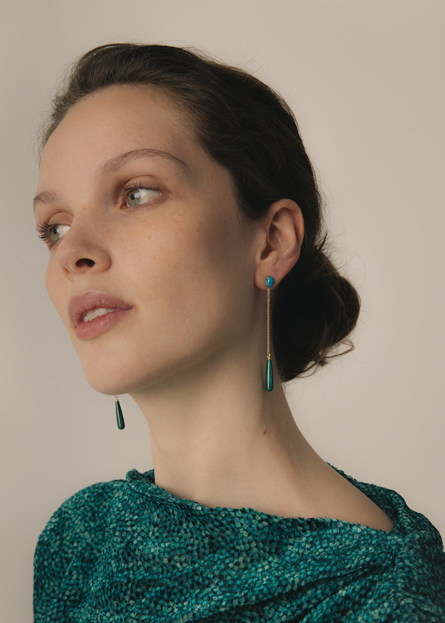 Valle Ohrstecker mit Türkis und Malachit - vergoldet