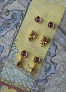 Sonia Ohrstecker mit Amethyst und Champagnerquarz - vergoldet