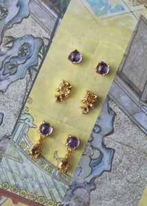 Gem Ohrstecker mit Amethyst - vergoldet