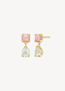 Pond Ohrstecker mit Pink Opal und Prasiolith - vergoldet