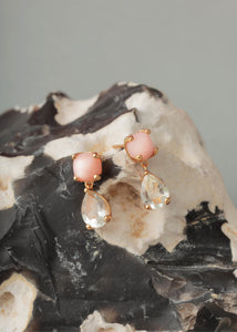 Pond Ohrstecker mit Pink Opal und Prasiolith - vergoldet