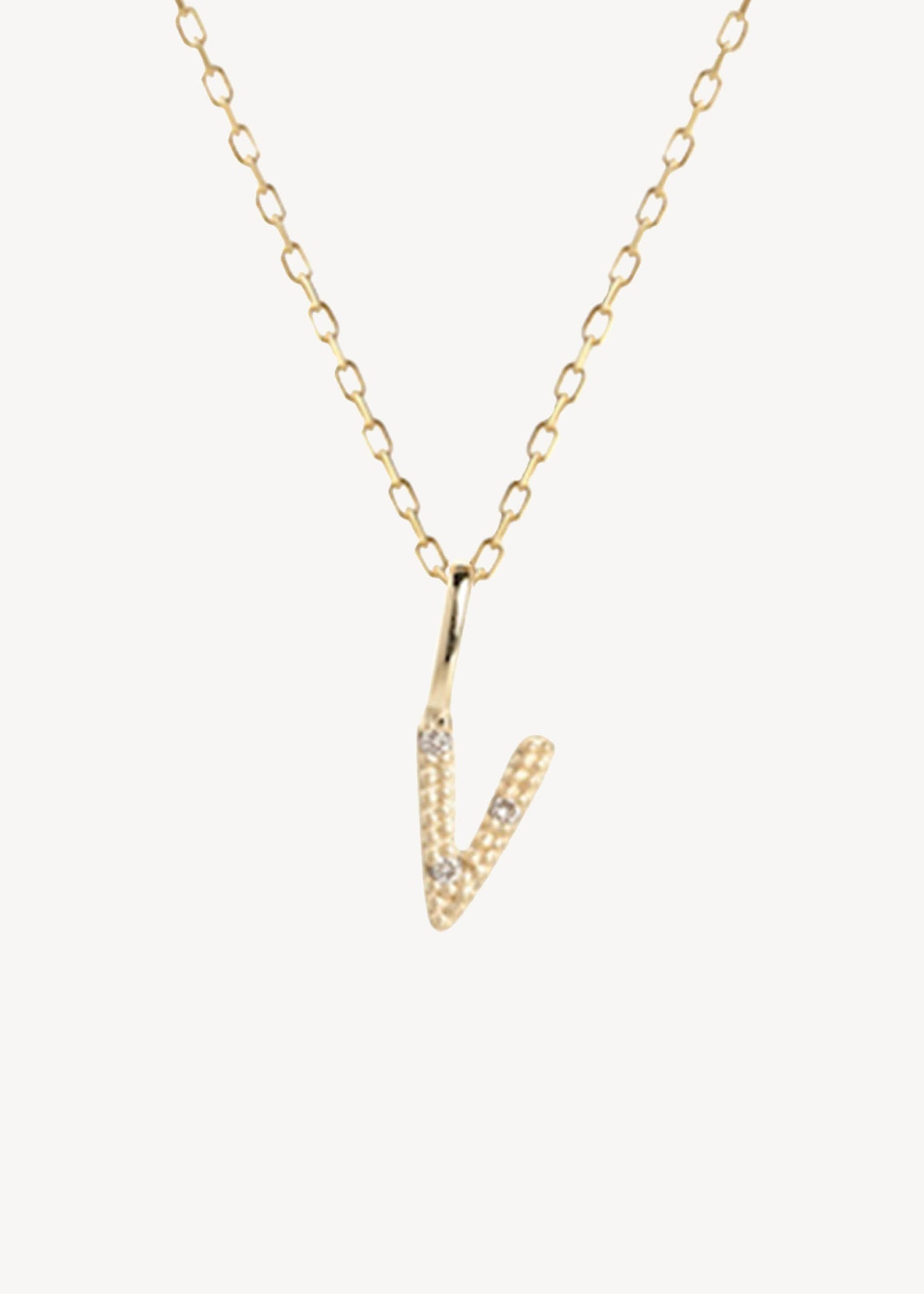 Bogstavsvedhæng til halskæder og armbånd i ægte guld med bogstavet V sat med tre diamanter, perfekt gave til hende, vedhæng med fødselssten og diamanter og gave til mor