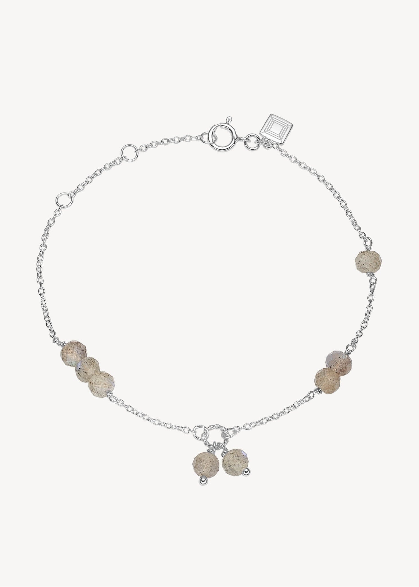 sterling sølv elegant armbånd til fest og hverdag med glitrende rondelle labradorit ædelsten til ham og hende