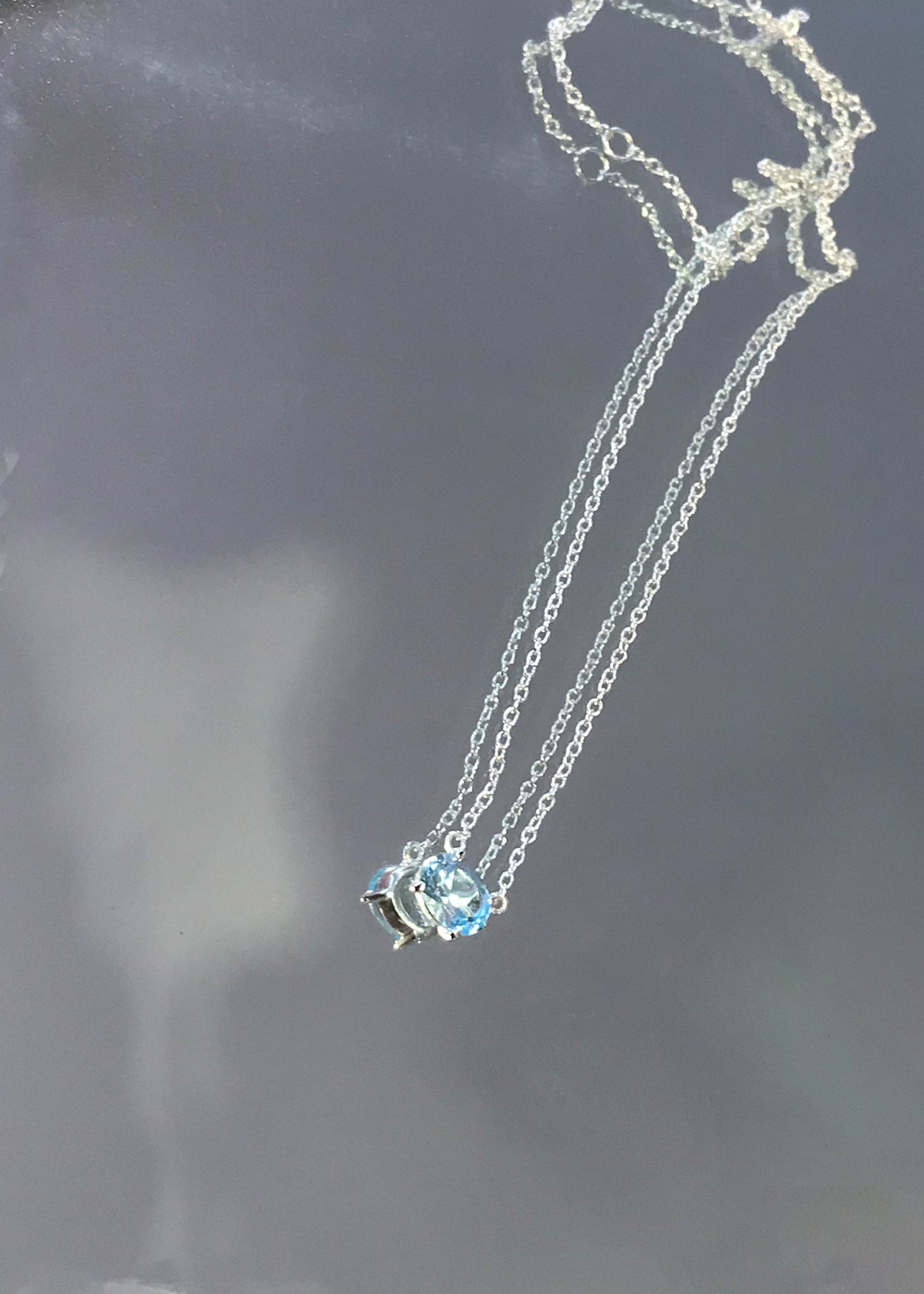 Valentine Halskette mit Blauem Topas - Silber