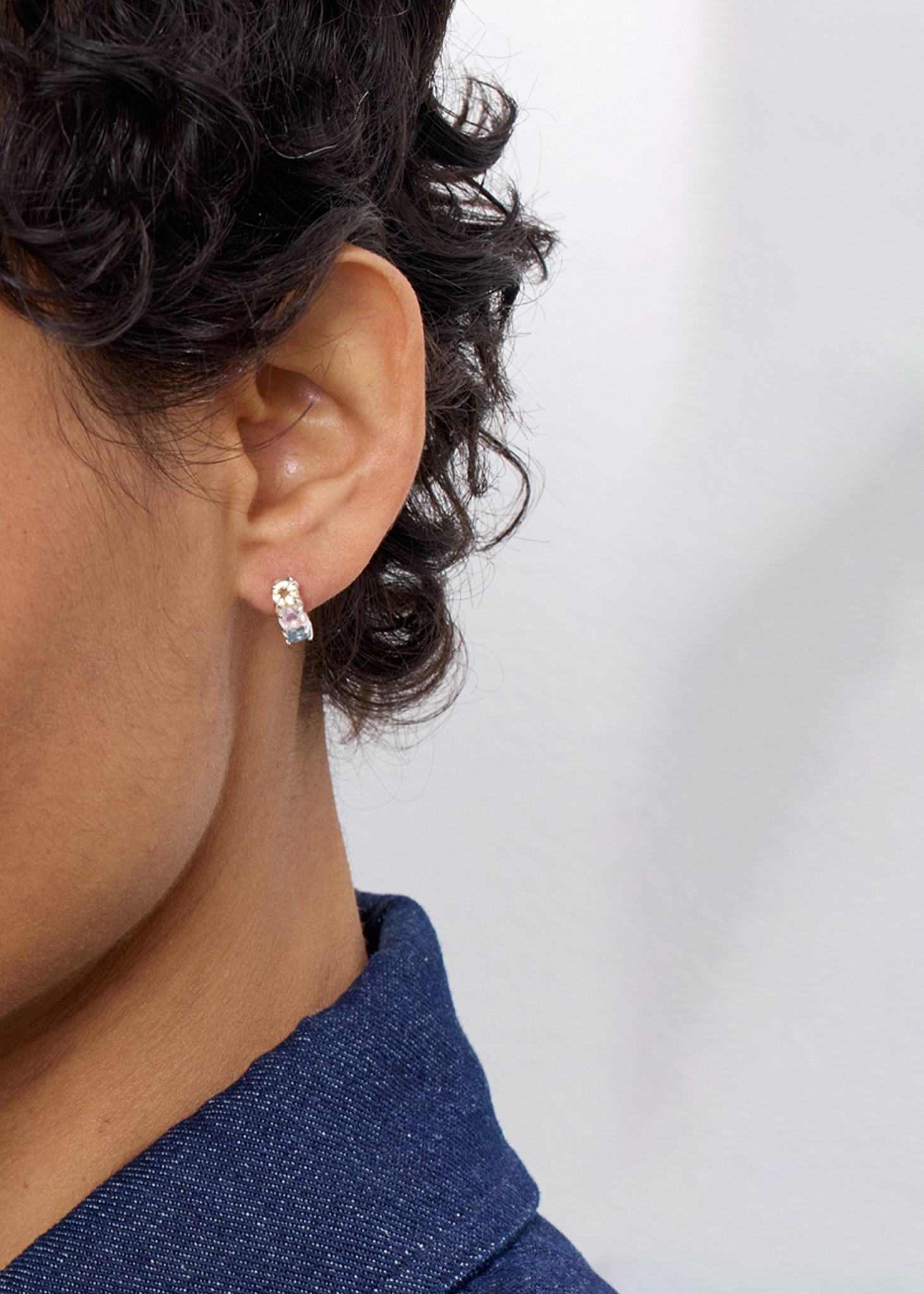 GEM Creole mit Edelstein 1cm - Silber