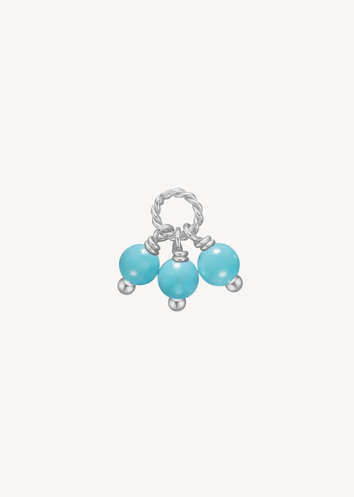 Charms til hoops og charms i sterling sølv med tre turkis ædelsten, der er decembers fødselssten, perfekt til gaven til ham og gaven til hende med fødselsdag i december