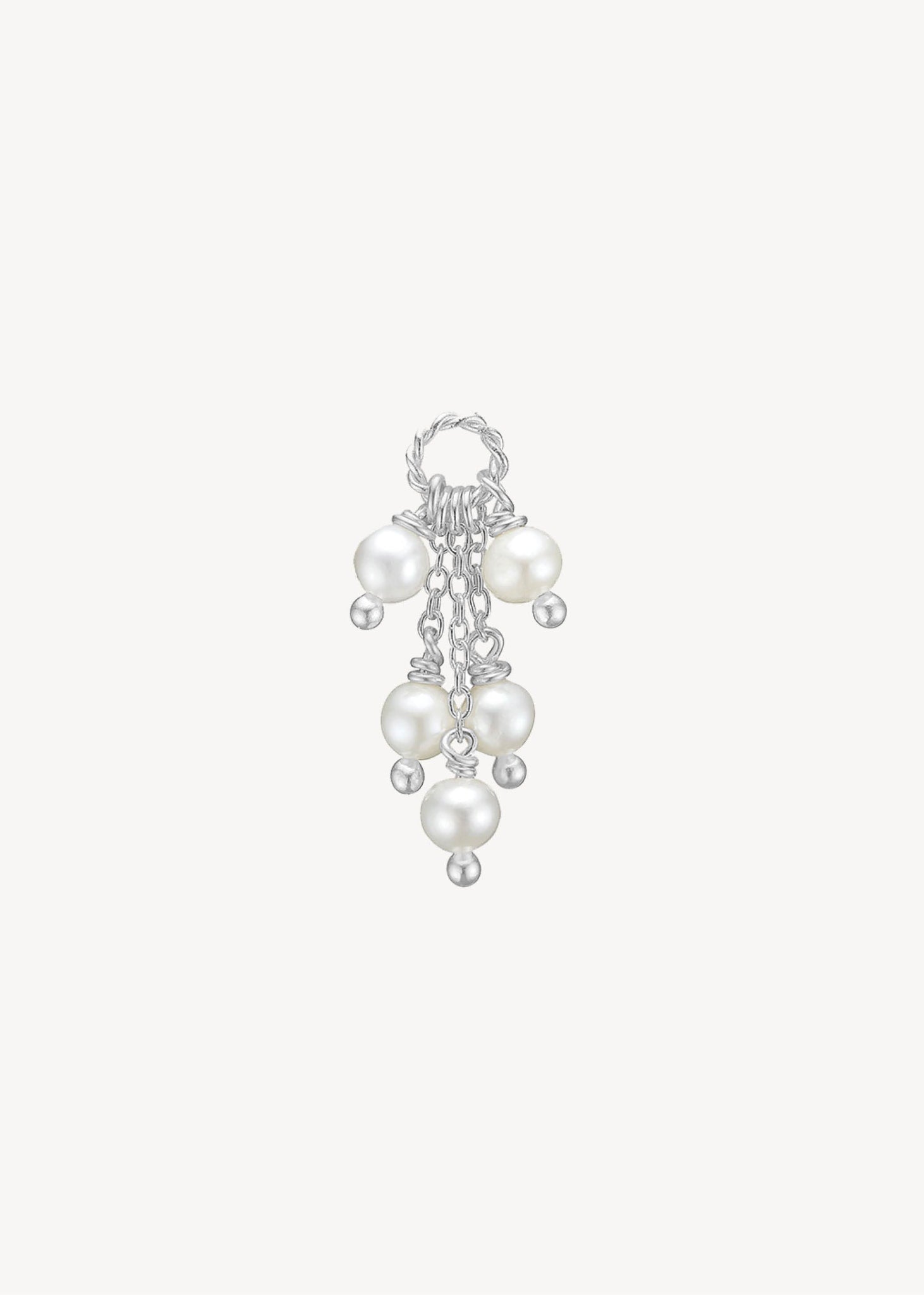 Charm til hængeøreringe i sterling sølv med hvide ferskvandsperler til hoops og charms, perfekt gave til hende, gave til ham, smykker med perler i sølv til bruden og smykker til konfirmanden 