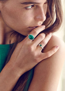 Ceos ring mit grünem Achat - Silber