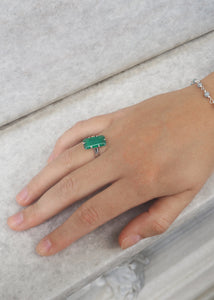 Courage ring mit grünem Achat - Silber