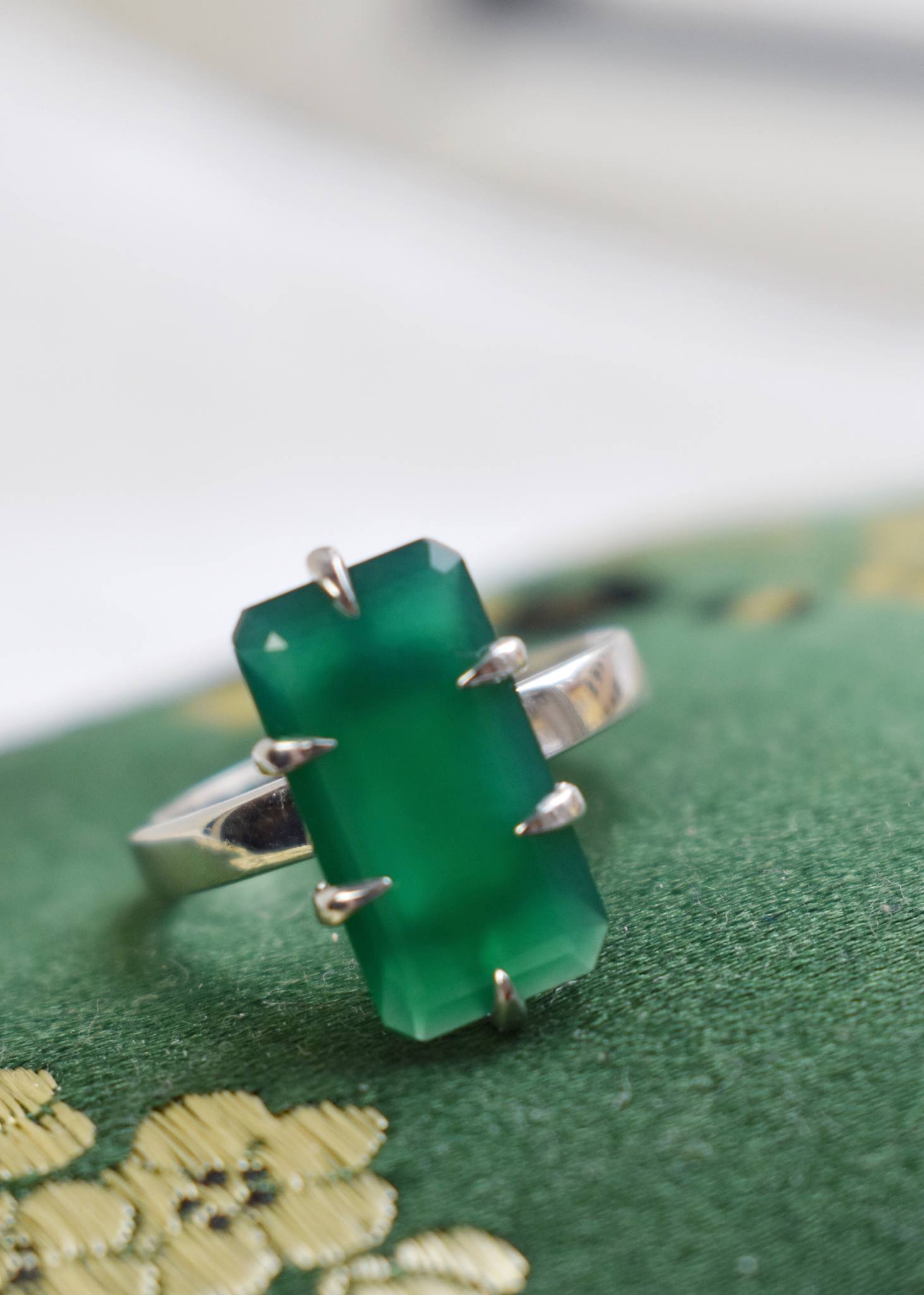 Courage ring mit grünem Achat - Silber