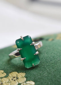 Courage ring mit grünem Achat - Silber