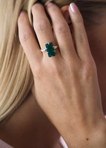 Courage ring mit grünem Achat - Silber