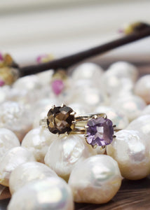 Cushion ring mit Amethyst - Silber