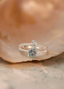 Aqua ring mit Blauem Topas - Silber