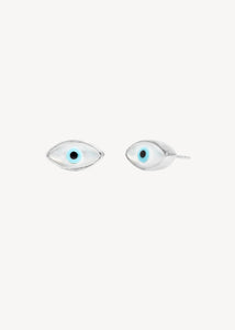 Evil Eye Ohrstecker mit Perlmutt - Silber
