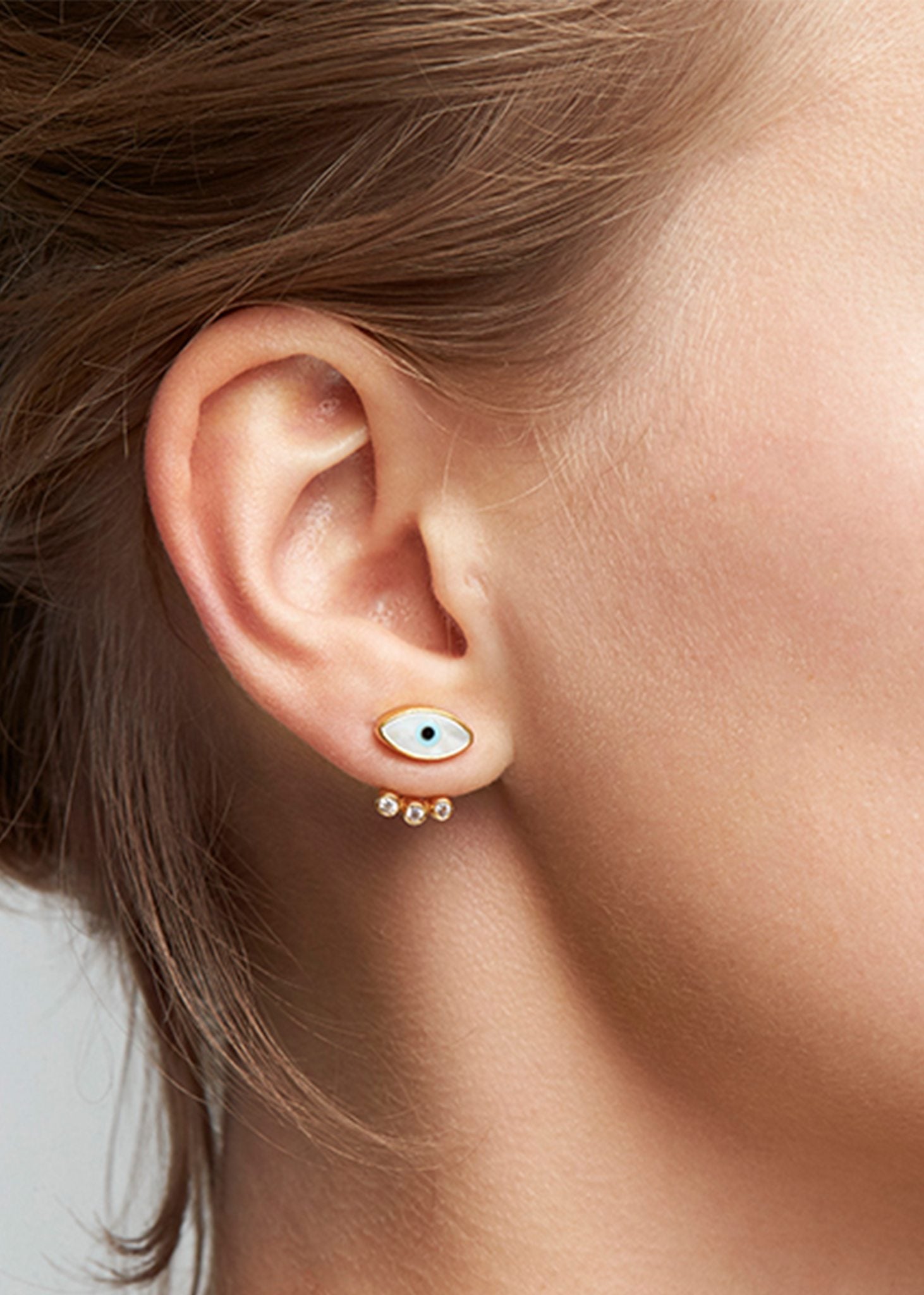 Evil Eye Ohrstecker mit Perlmutt - Silber