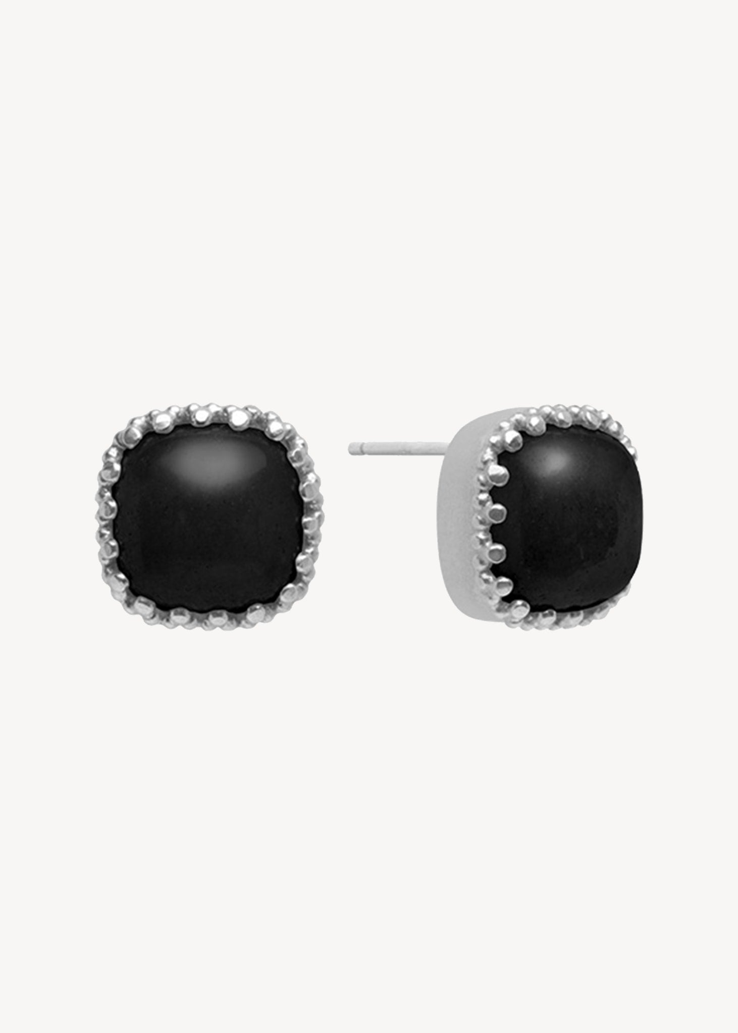 Birta Ohrstecker mit schwarzem Achat - Silber