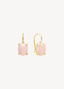 øreringe med krog i dråbeform i ægte 10 karat guld med sat med oktobers fødselssten, pink opal ædelsten, perfekt gave med fødselssten til hende og gaven til mor 