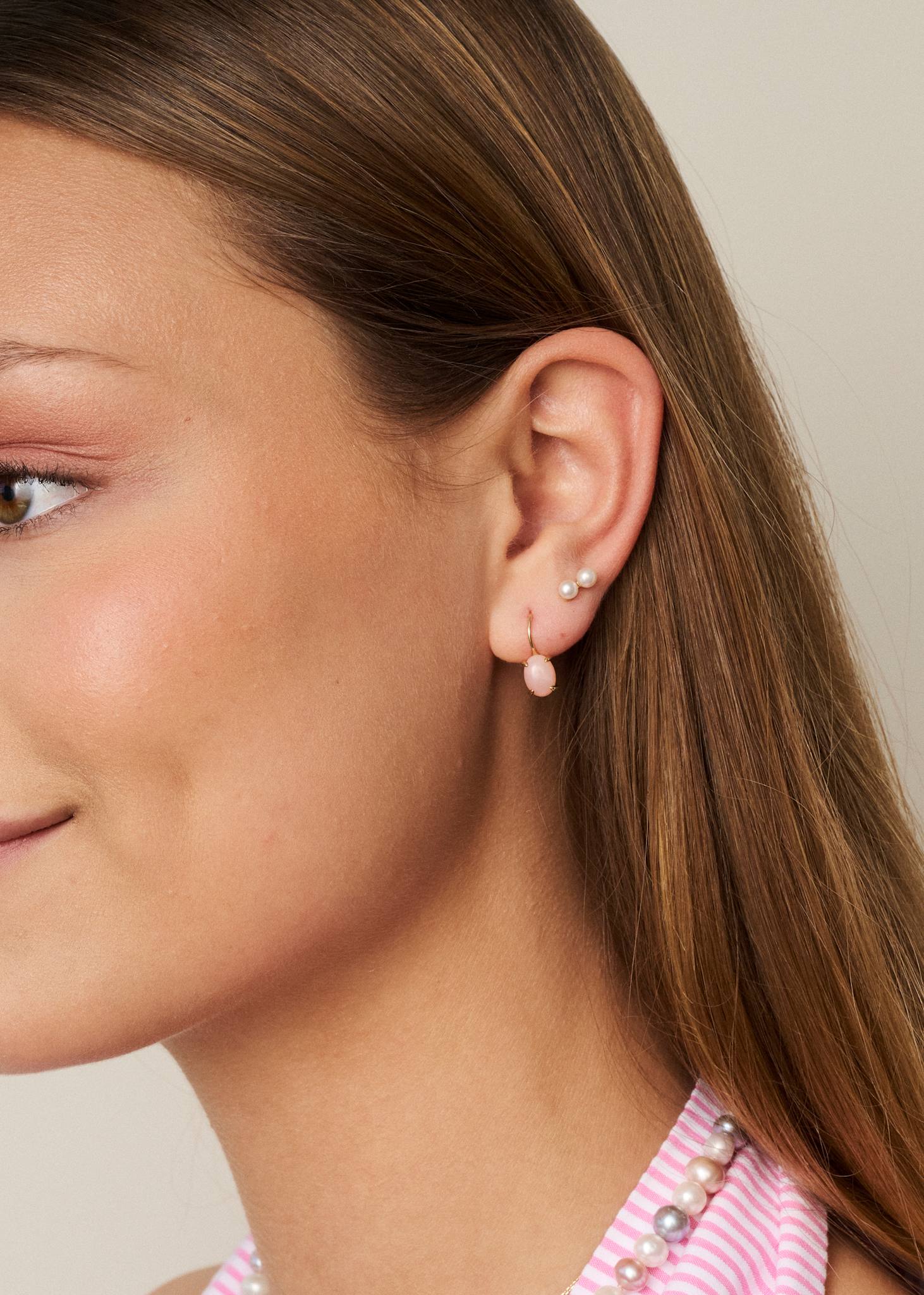 10-karat Tournure Ohrringe mit Pink Opal