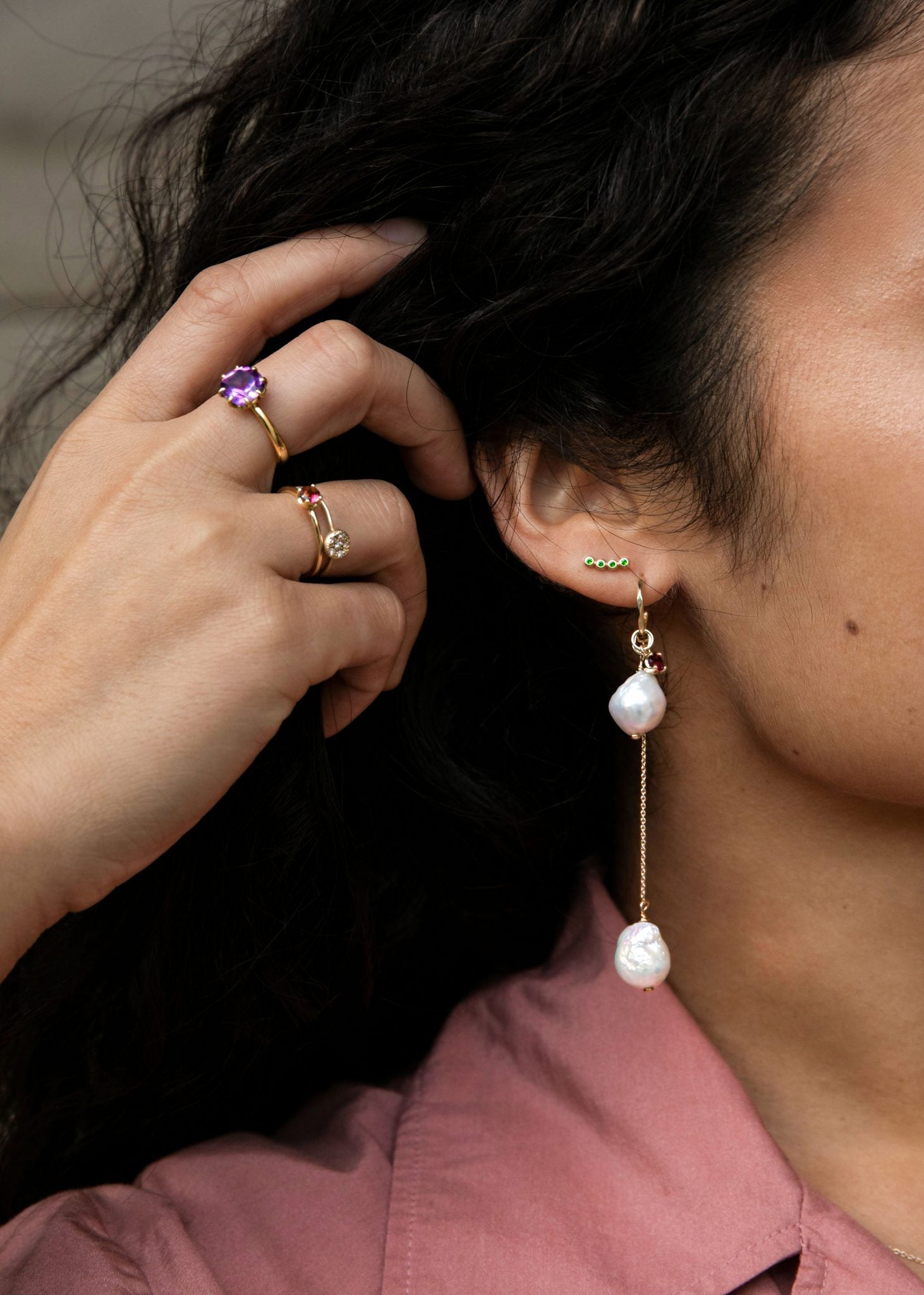 10-Karat Adela charm mit barocker Perle