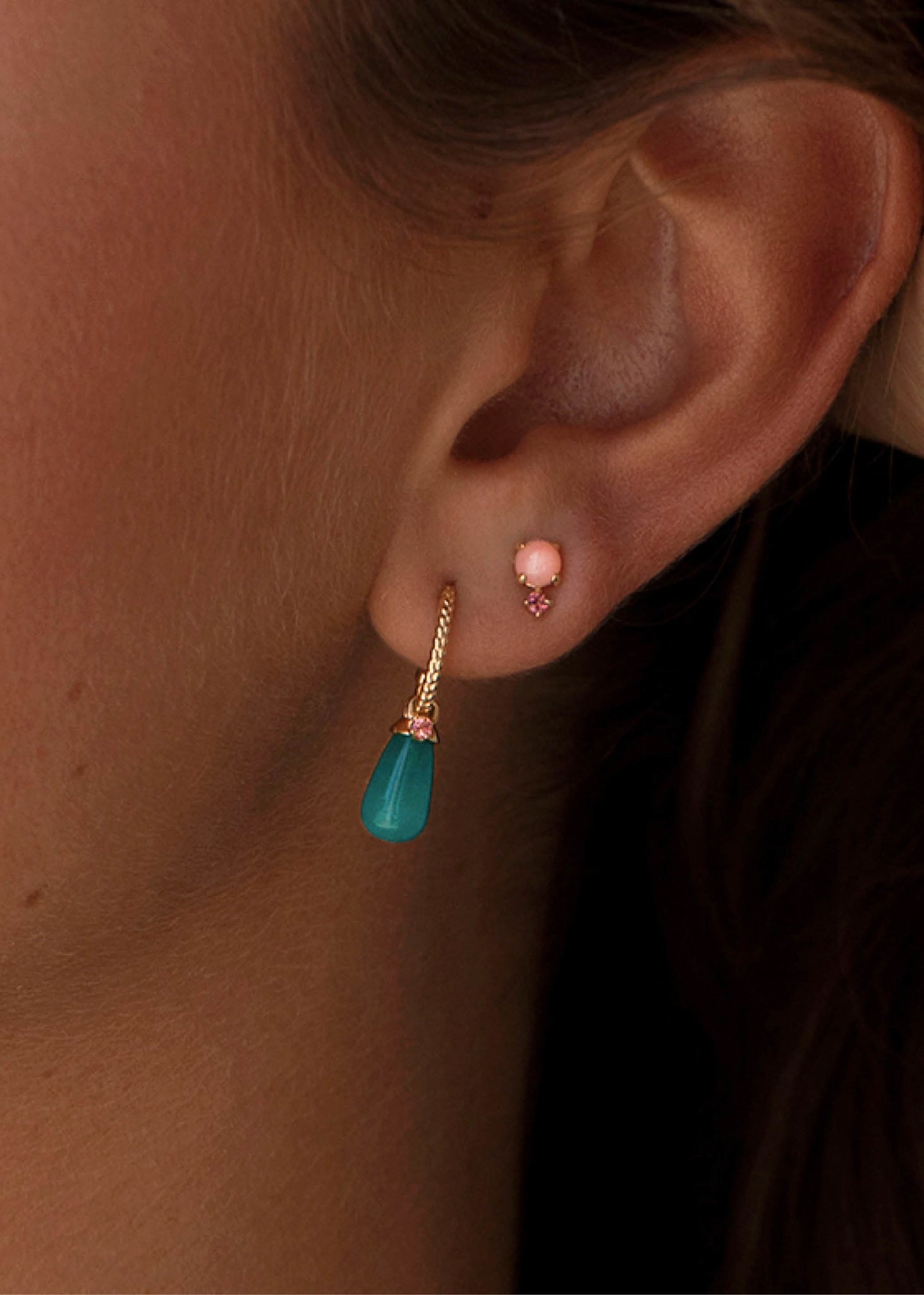10-Karat Drop charm mit Peru Amazonit