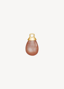 Smukt charm til hoops i 10 karat ægte guld med en elegant dråbe af ferskenfarvet solsten ædelsten, perfekt gave til hende og sommer ørering