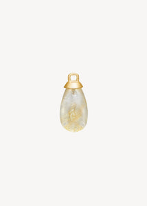 Charm til hoops i ægte 10 karat guld med gylden rutil kvarts, med nåle der kører igennem stenen, elegant gave til hende