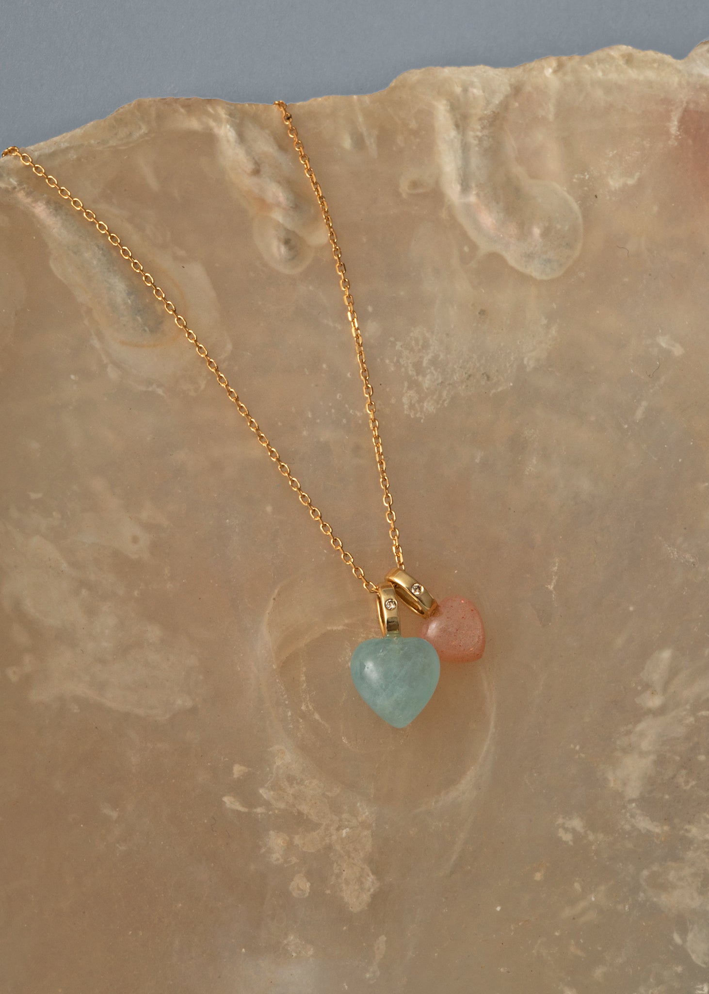 10-Karat Heart Anhänger mit Aquamarin und Diamant