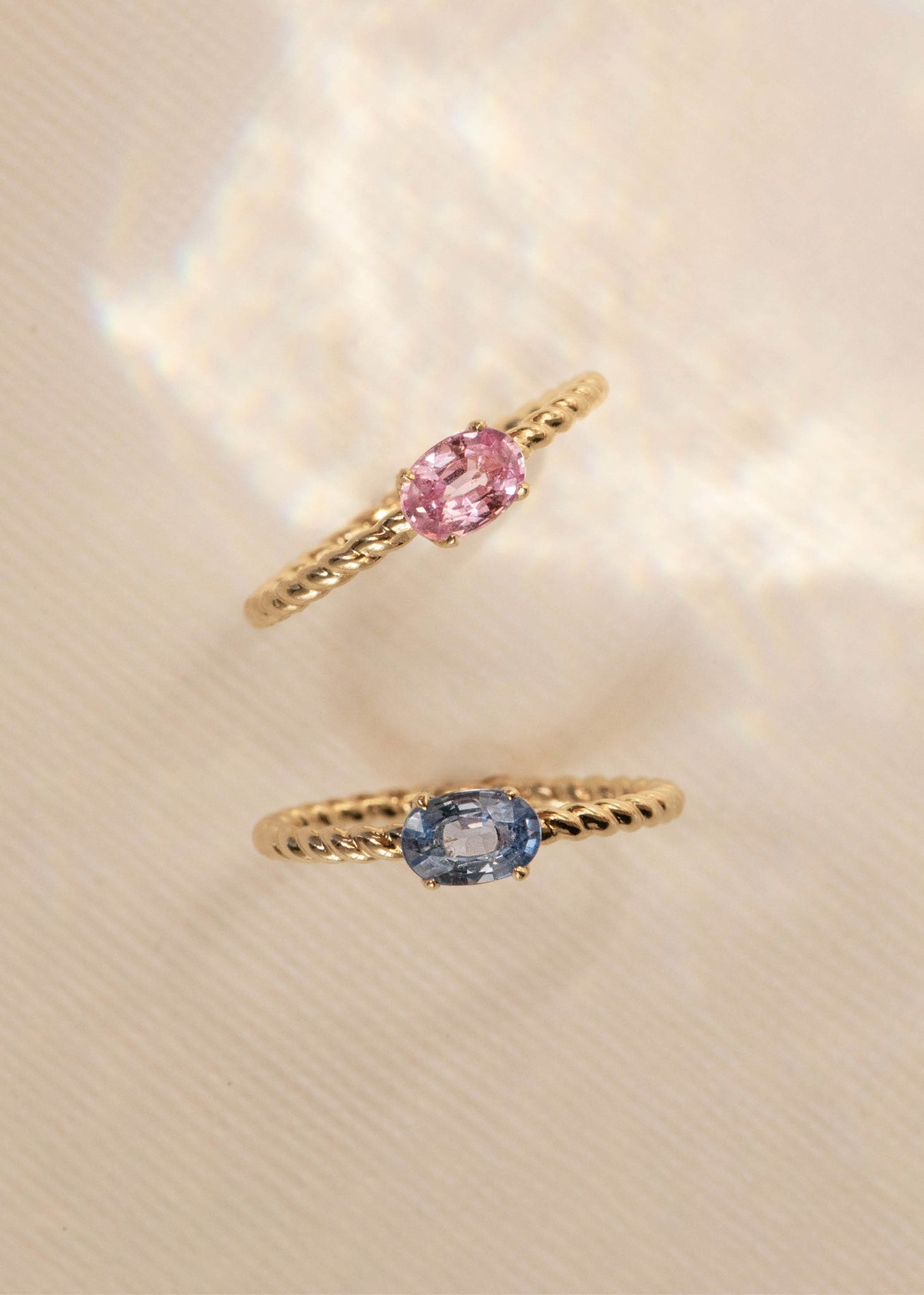 10-Karat Tresser ring mit Blauem Saphir