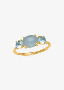 10-karat Bon Bon ring mit Aquamarin und Blauem Topas