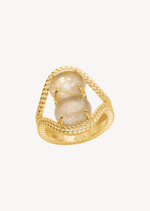 10-karat Double Bubble ring mit goldenem Rutilquarz