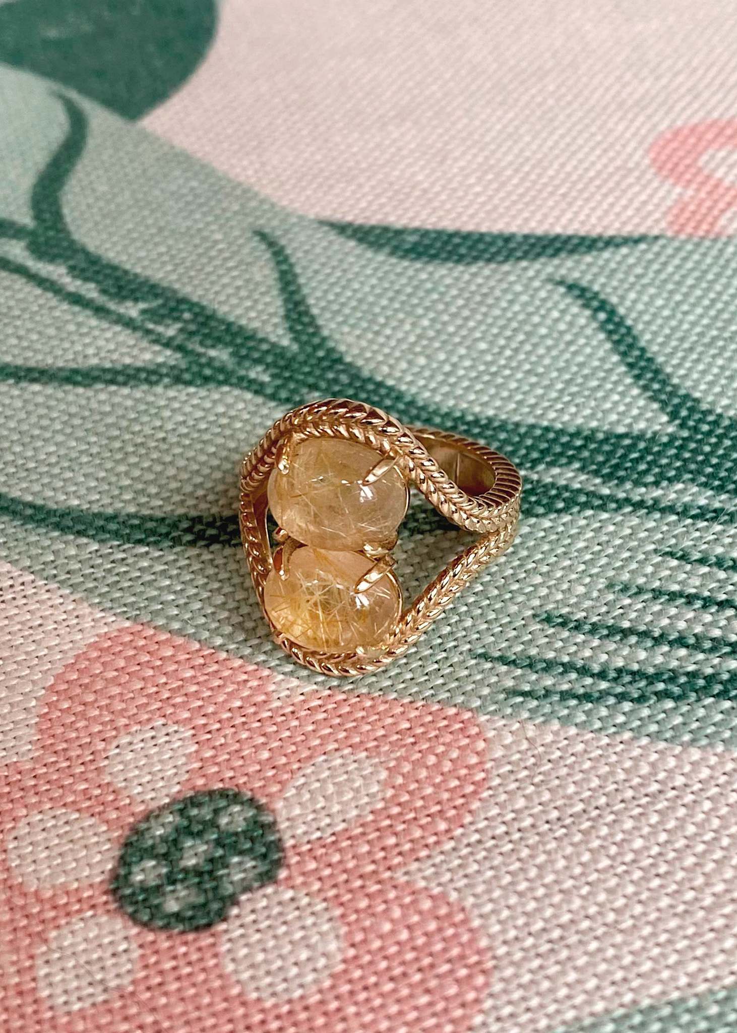 10-karat Double Bubble ring mit goldenem Rutilquarz