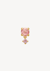 10-karat ægte guld enkelt ørestik med to lyserøde turmalin ædelsten fra carré jewellery