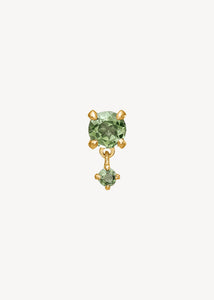 10-karat ægte guld enkelt ørestik med to grønne turmalin ædelsten fra carré jewellery