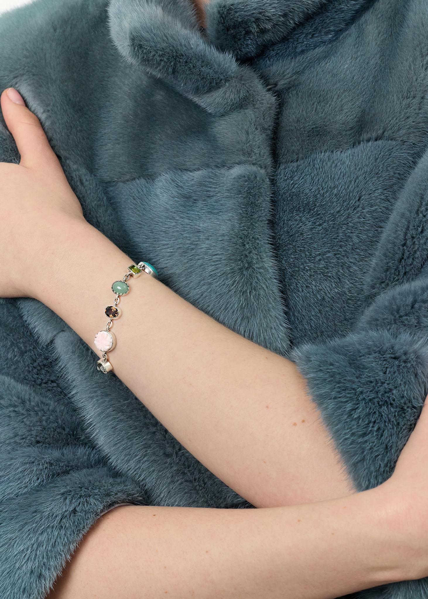Camé Armband mit Edelstein - oxidiertes Silber