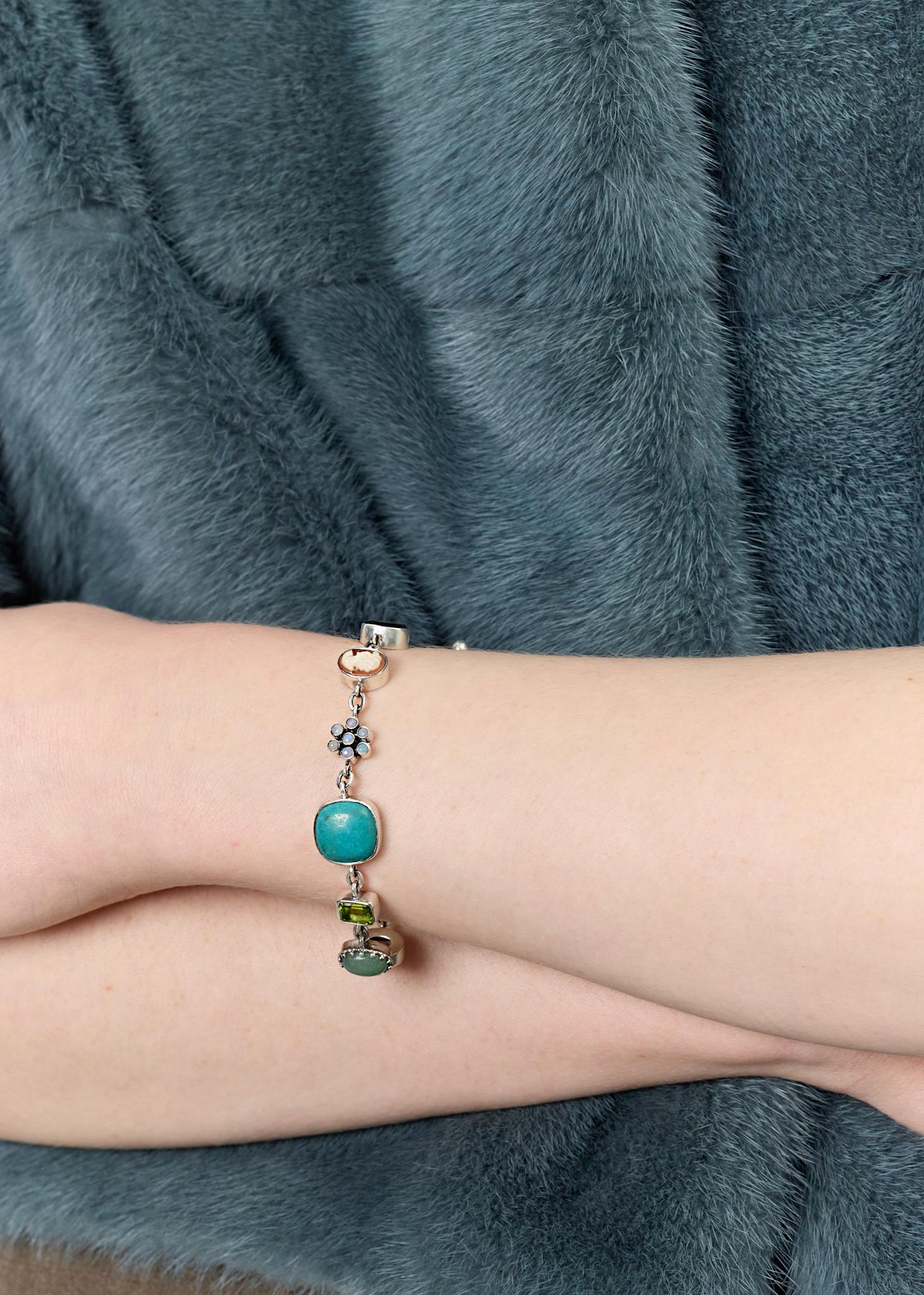 Camé Armband mit Edelstein - oxidiertes Silber