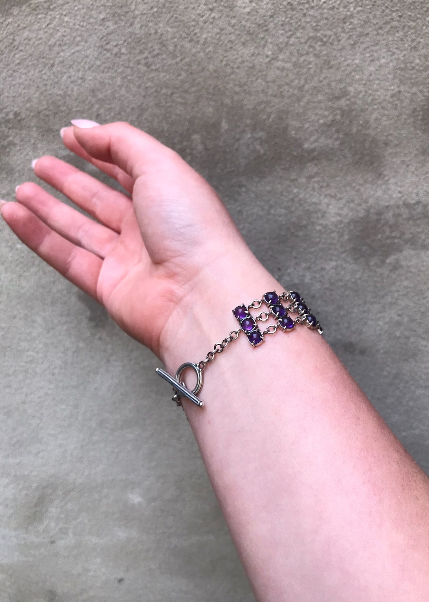Ameline Armband mit Amethyst - oxidiertes Silber