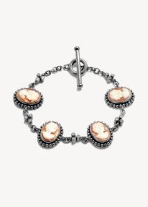 Camé Armband mit Camé und Zirkonia - oxidiertes Silber