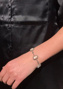 Camé Armband mit Camé und Zirkonia - oxidiertes Silber