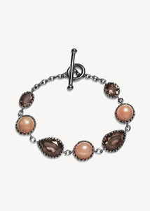 Leonore Armband mit Sandmondstein und Rauchquarz - oxidiertes Silber