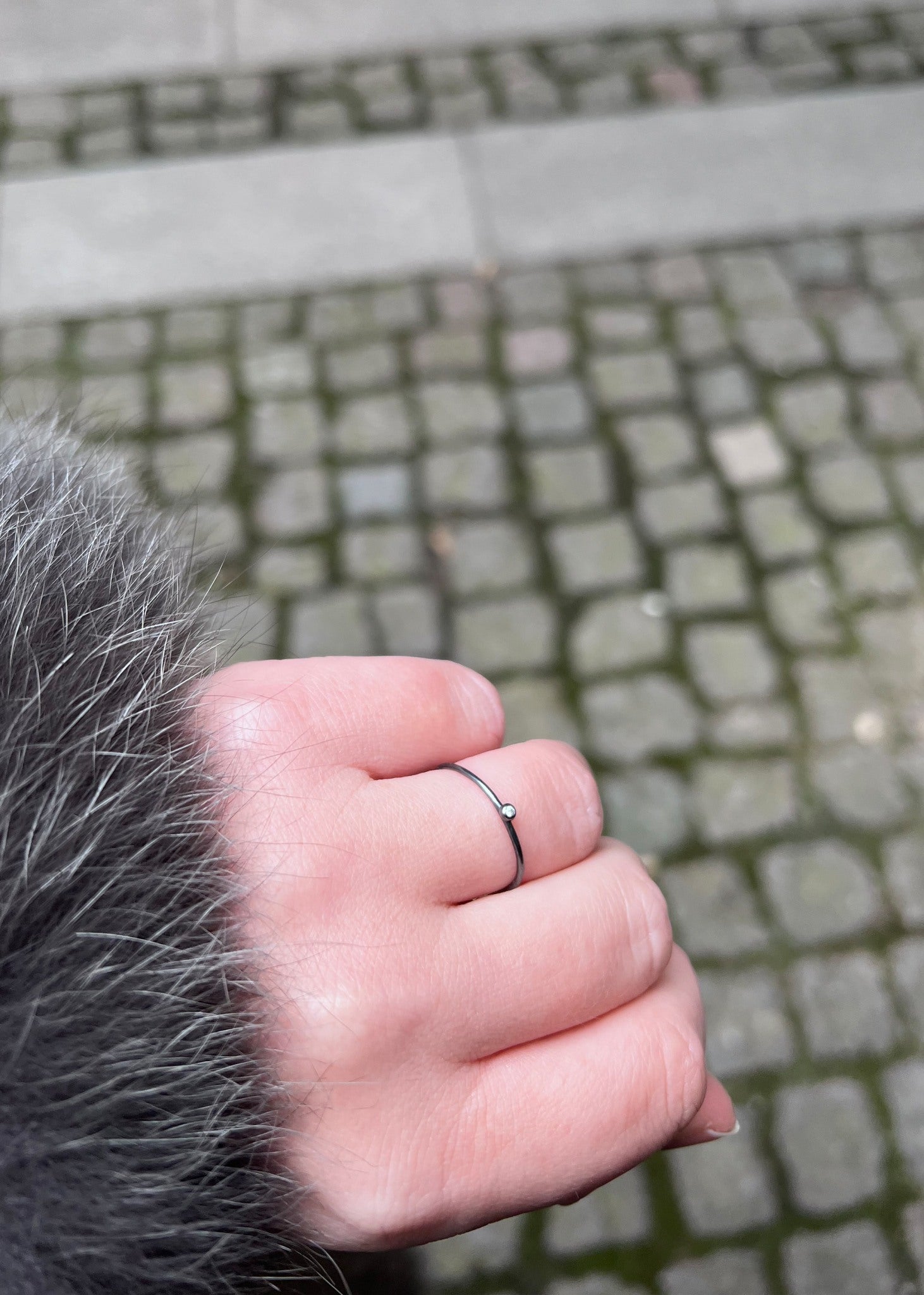 Mary ring mit Diamant - oxidiertes Silber