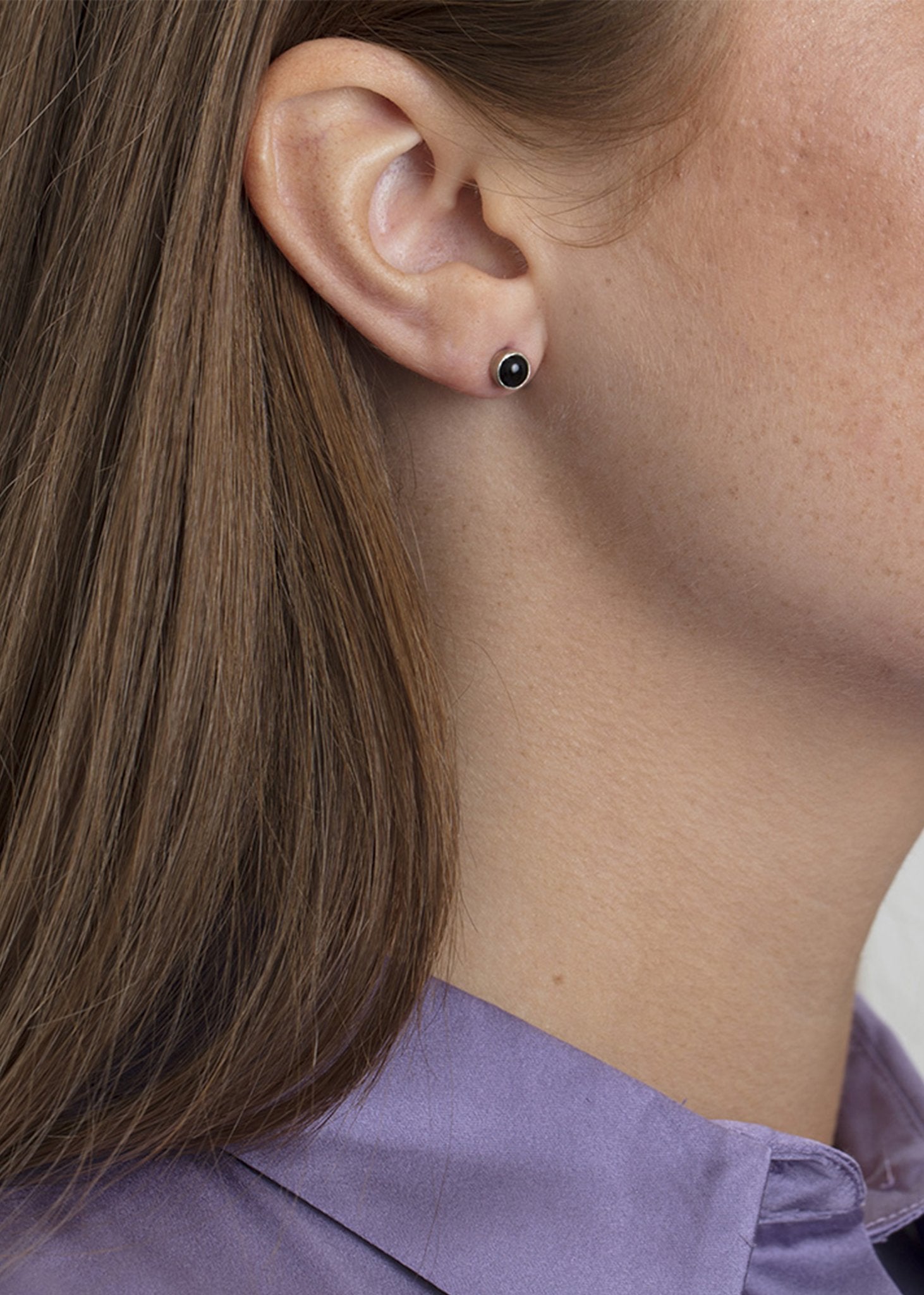 Linnea Ohrstecker mit schwarzem Achat - oxidiertes Silber