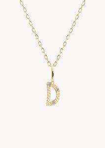 Bogstavsvedhæng til halskæder og armbånd i ægte 10 karat guld med bogstavet D sat med tre diamanter, perfekt gave til hende, dåbsgave og gave til mor
