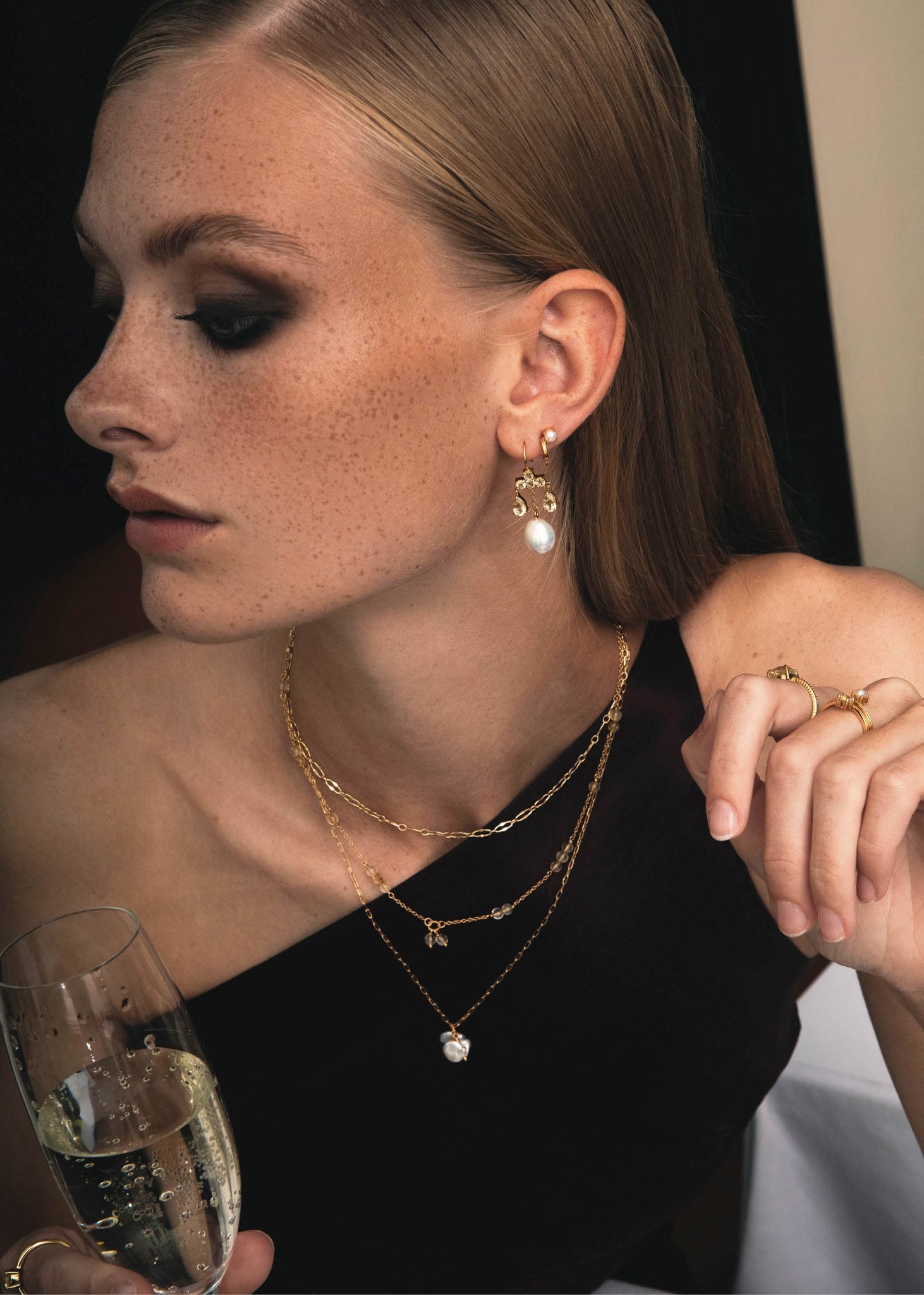 Duet Creolen mit Perle - vergoldet