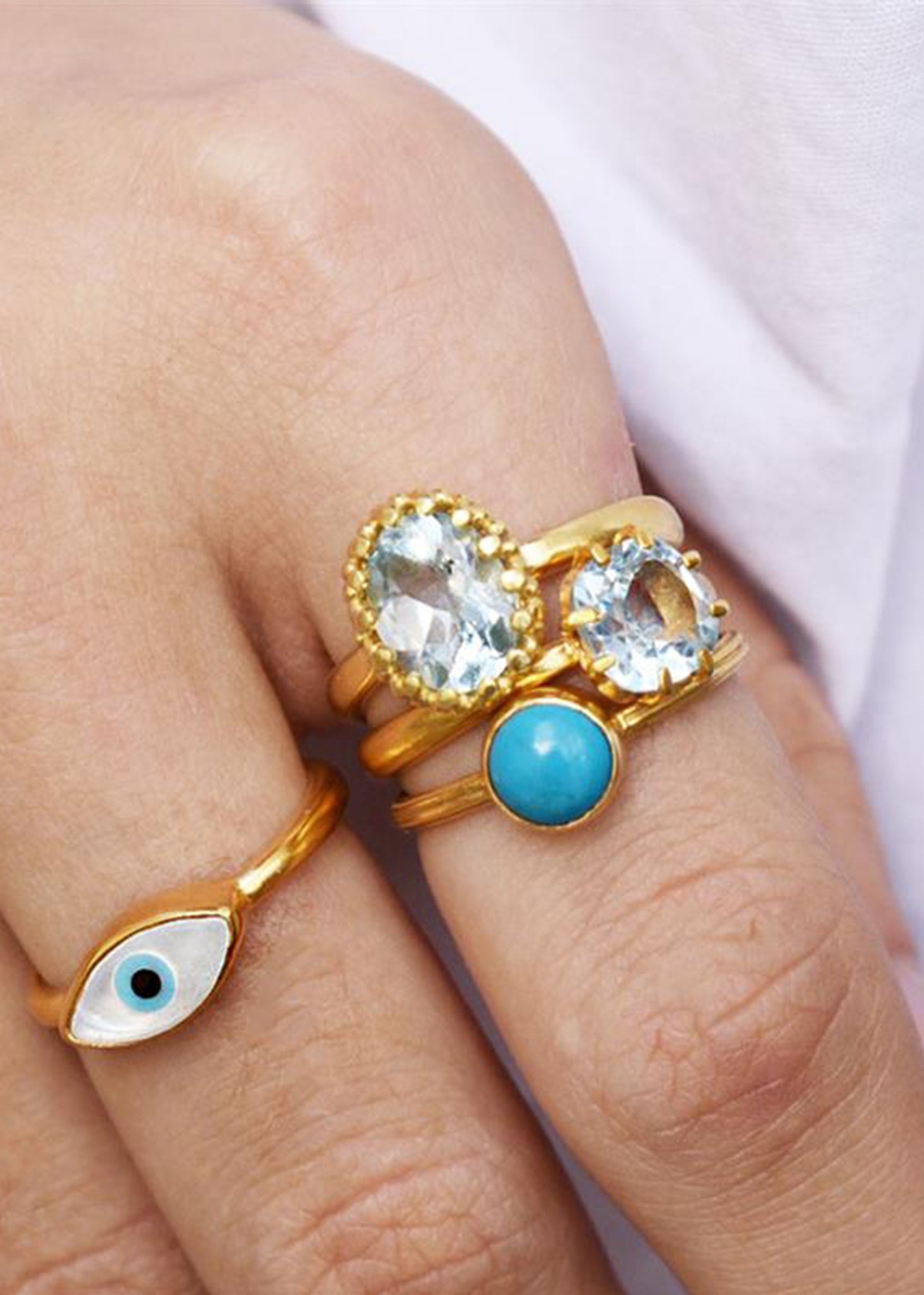 Archive ring mit Türkis - vergoldet